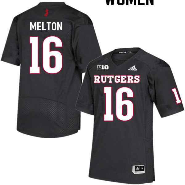 Women #16 Max Melton Rutgers Scarlet Knights College Football Jerseys Sale-Black - Click Image to Close